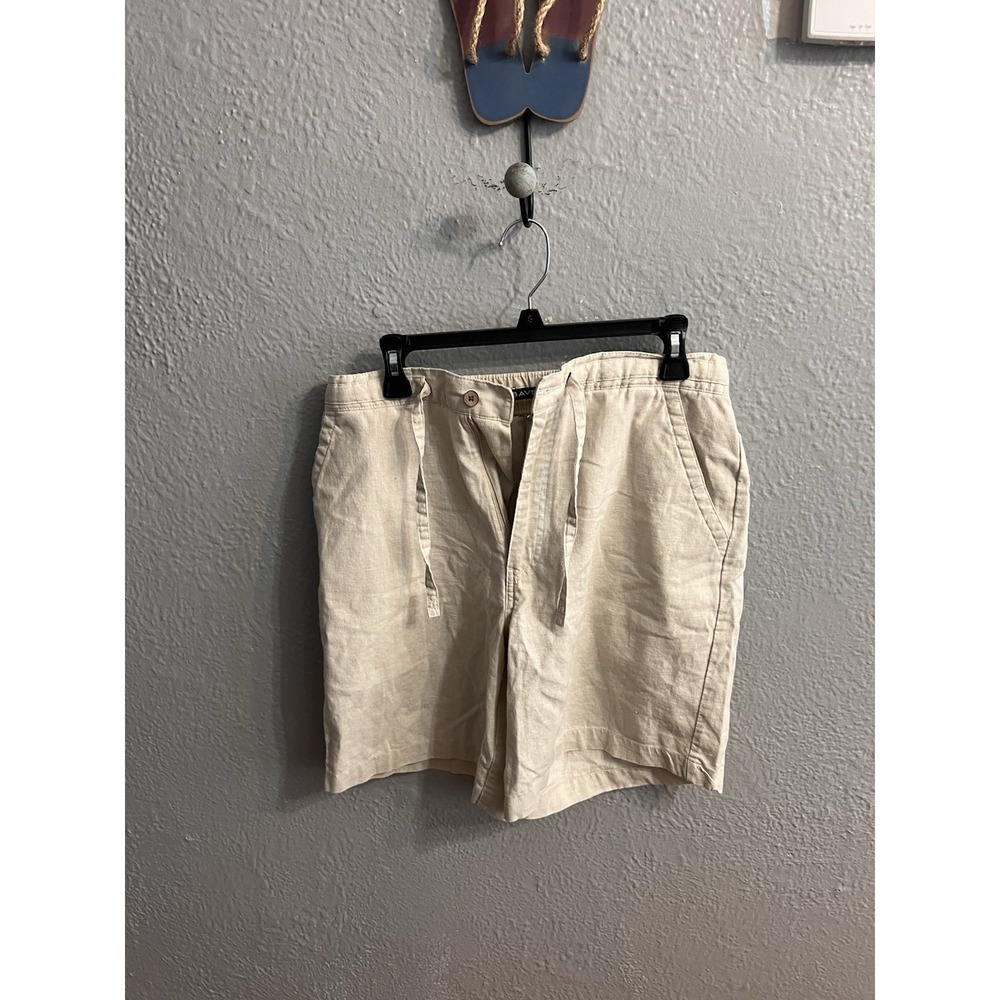 Cubavera Linen Blend Shorts Mens Size 32-34 Beige Flat Inseam 8.5 Inches